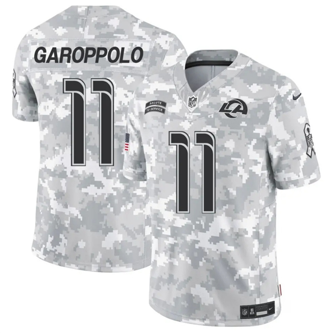 Men's Los Angeles Rams #11 Jimmy Garoppolo Arctic Camo 2024 F.U.S.E. Salute to Service Limited Football Stitched Jersey